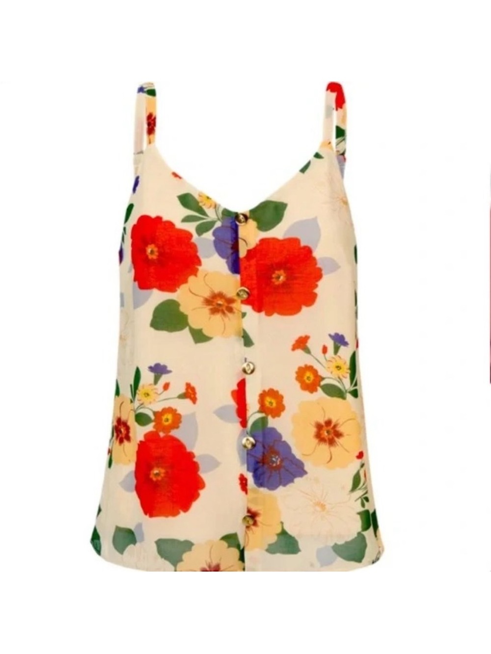 CAbi Victoria Cami Floral V-Neck Sleeveless Blouse Tank Style #5911 Size Large - Picture 2 of 14